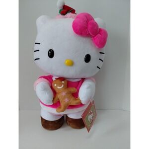 2025 Hello Kitty Pink‎ Santa Gingerbread Christmas Greeter Plush NWT